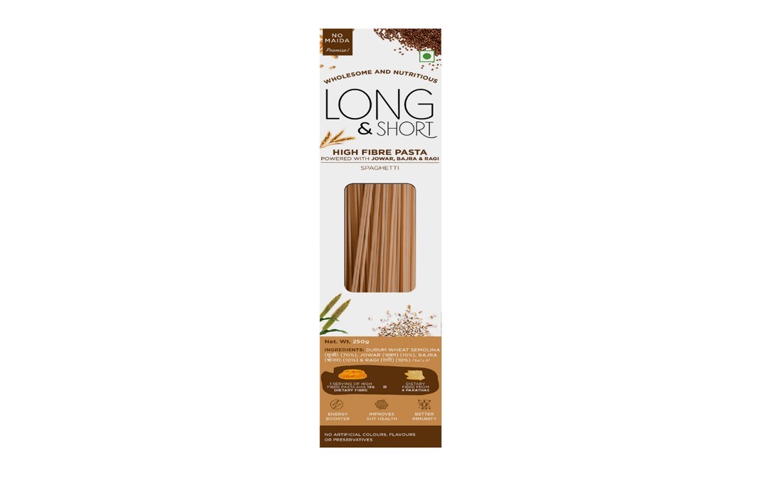 Long & Short High Fibre Pasta Powered With Jowar, Bajra & Ragi Spaghetti   Box  250 grams